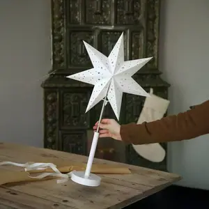 LED-Akku-Papierstern Noella, stahl/weiß, Höhe 62 cm