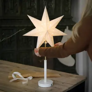 LED-Akku-Papierstern Noella, messing/weiß, Höhe 62 cm
