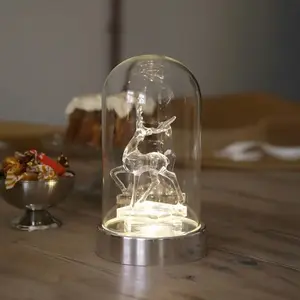 LED-Dekoleuchte Isla, chrom/klar, Rentier, Höhe 20 cm