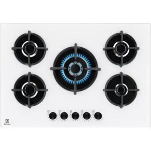 Electrolux EGG75372W, Weiß, Integriert, 75 cm, Gaskochfeld, Glas, 5 Zo...