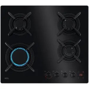 AEG HKB64453NB, Schwarz, Integriert, 60 cm, Gaskochfeld, Glas, 4 Zone(...