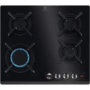 Electrolux KGG643753K, Schwarz, Integriert, 60 cm, Gaskochfeld, Glas, ...