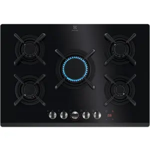 Electrolux KGG753753K, Schwarz, Integriert, 75 cm, Gaskochfeld, Glas, ...