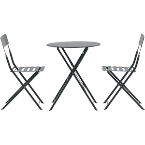 EBUY24 Marseille Gartenset Tisch, 2 Stühle dunkel grau. günstig