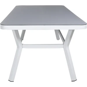 Hioshop Venture Home Virya Gartentisch 200x100 cm Weiß, 74 cm hoch, Aluminium-Glasplatte, robust günstig