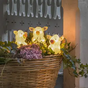 LED-Leuchtfigur Schwein, 5er-Set als Kette, klar