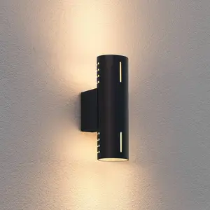 Außenwandleuchte Cuneo, schwarz, Höhe 25 cm, Metall, up/down