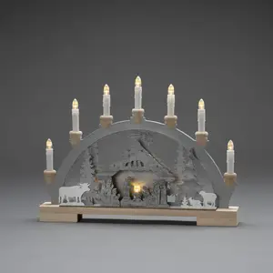 LED-Lichterbogen Krippe aus Holz, Batteriebetrieb
