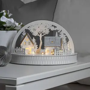 LED-Silhouette Häuser und Rentiere Batteriebetrieb