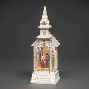 KONSTSMIDE LED Wasserlaterne "Kirche", weiß, 5h Timer, 1 warmweiße Dio...