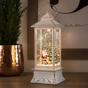 LED-Wasserlaterne Weihnachtsmann mit Hund