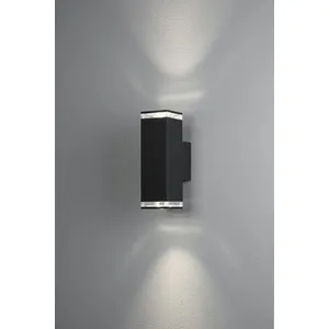 Außenwandleuchte Pollux, 23,5 cm, schwarz, Aluminium, 2-flg.