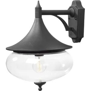 Konstsmide Libra Wandleuchte schwarz lackiertes Aluminium, klares Glas, Hand EU 581-750