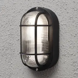 Außenwandlampe Elmas oval, schwarz