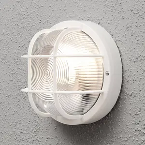 Außenwandlampe Elmas rund, weiß