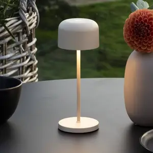 LED-Akku-Tischlampe Lille, Höhe 20 cm, sandfarben, IP54, USB