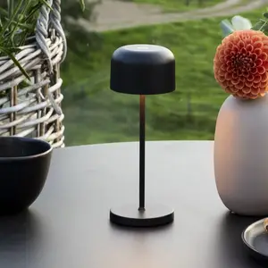 LED-Akku-Tischlampe Lille, Höhe 20 cm, schwarz, IP54, USB