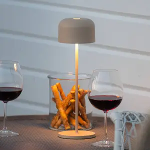 LED-Akku-Tischlampe Lille, Höhe 36 cm, sandfarben, IP54, USB