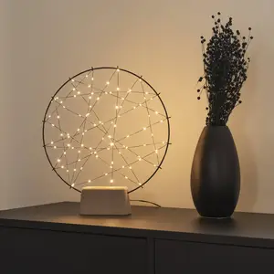 LED-Silhouette Kleiner Ring mit Holzfuß