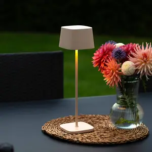 LED-Akku-Tischleuchte Capri, Höhe 36 cm, sandfarben, IP54