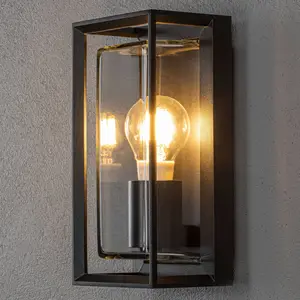 Außenwandleuchte Brindisi, schwarz, Metall, 26 cm hoch, IP54