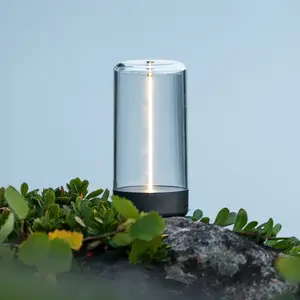 LED-Akku-Tischleuchte Edison, Höhe 15 cm, grau/klar, IP54