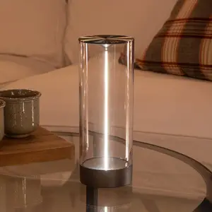 LED-Akku-Tischleuchte Edison, Höhe 24 cm, grau/klar, IP54
