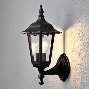 Außenwandleuchte Firenze, schwarz, Fassung oben, 36 cm