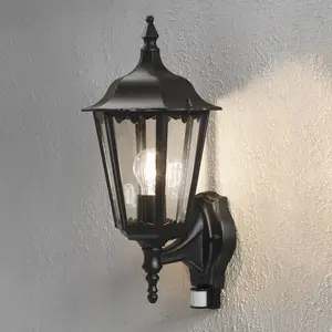 Außenwandlampe Firenze m. Sensor, stehend, schwarz
