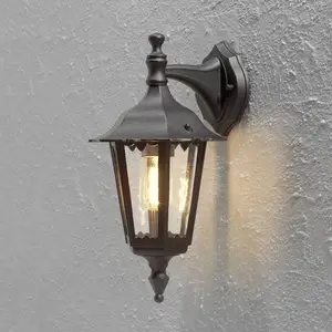 Außenwandleuchte Firenze, schwarz, Fassung unten, 36 cm