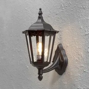 Außenwandleuchte Firenze, schwarz, Fassung oben, 48 cm