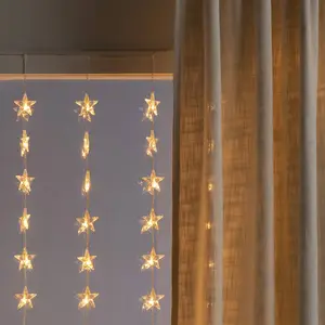 LED-Lichtervorhang Sterne 120-flammig, bernstein