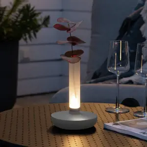 LED-Tischleuchte Biarritz, IP54, Akku, CCT, weiß