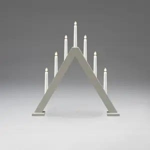 Kerzenleuchter aus Holz, 7-flammig, Höhe 50cm grau