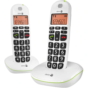 Doro PhoneEasy 100w duo, DECT-Telefon, Freisprecheinrichtung, 20 Eintragungen, Anrufer-Identifikation, Weiß günstig