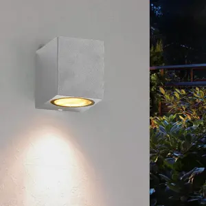 Silber LED Wandleuchte Rechteckig IP44 für GU10 Glühbirne