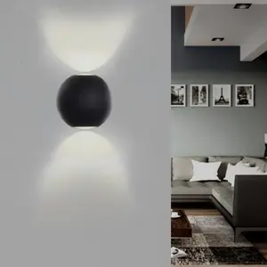 SILAMP Wandleuchte Schwarz Design LED Doppelstrahl IP54 6W - tralweiß ...