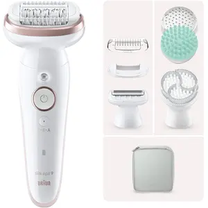 Braun Silk-épil 9 SkinSpa, Roségold, Weiß, 40 Pinzette, MicroGrip, Bik...
