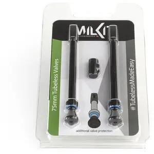 milKit valve pack 75, Schlauchloses Ventil, Schlauchloser Luftreifen, Schwarz, 75 mm, Sichtverpackung günstig