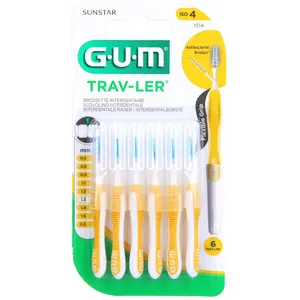 GUM, Interdentalbürste, SUNSTAR Trav-Ler ISO-Norm 4 1.3mm conic gelb (6x, 1.30 mm) günstig