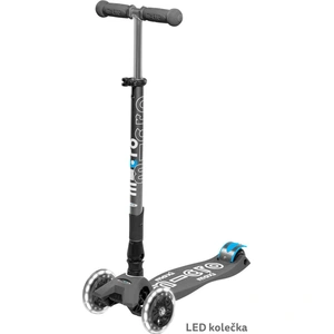 Micro Kinder Scooter Maxi Deluxe LED Faltbar , Hellgrau