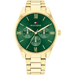 Tommy Hilfiger Multi Zifferblatt Quarz Uhr für Damen mit Goldfarben Edelstahlarm günstig