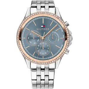 Tommy Hilfiger Multi Zifferblatt Quarz Uhr für Damen mit Silbernes Edelstahlarmb günstig