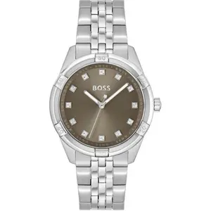 BOSS Analog Quarzuhr für Damen Kollektion Rhea mit Silbernes Edelstahlarmband - günstig