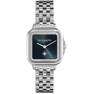 Olivia Burton Analog Quarzuhr für Damen Kollektion Grosvenor mit Silbernes Edels günstig