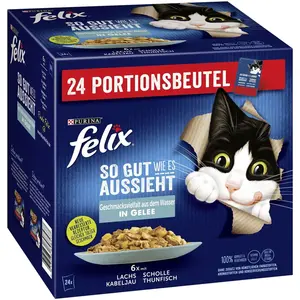 Felix Nassfutter für Katzen: Geschmacksvielfalt in Gelee - 24 x 85 g B...