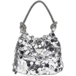 Guess, Damen, Handtasche, Holiday Shine Pochette Mini, Silber günstig