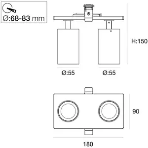 SLC LED-Einbaustrahler Art, 2-fl., schwarz, 2.700 K, Alu günstig