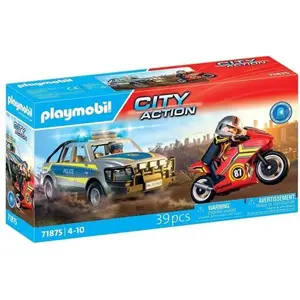 PLAYMOBIL Polizei Pick-up mit Motorrad & 2 Figuren, City Action, 39 Te...