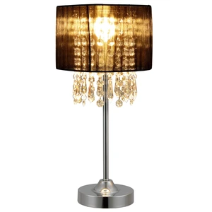 Tischleuchte Schwarz [40 cm x Ø20 cm] Tischlampe Kristall Textil Lampe [lux.pro] günstig